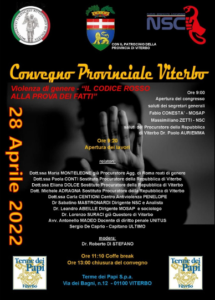 Viterbo, Violenza di genere – Il codice rosso alla prova dei fatti”, organizzato dalle segreterie provinciali Mosap e del Nuovo Sindacato Carabinieri.