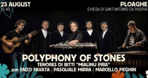 Musica sulle Bocche Sardegna Polyphony of Stones, progetto che riunisce i Tenores di Bitti “Mialinu Pira”, Enzo Favata, Pasquale Mirra e Marcello Peghin. Infinite realtà. It